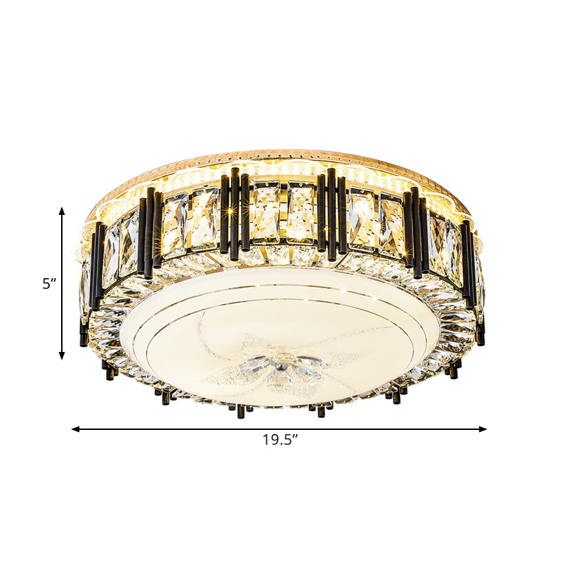 LED Flush Mount Light Fixture Contemporary Style Drum Crystal Flushmount Ceiling Lamp in Gold Clearhalo 'Ceiling Lights' 'Close To Ceiling Lights' 'Close to ceiling' 'Flush mount' Lighting' 1391850