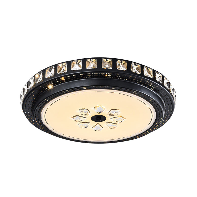 Round Crystal Flush Mount Recessed Lighting Modern LED Bedroom Flushmount Lamp in Black Clearhalo 'Ceiling Lights' 'Close To Ceiling Lights' 'Close to ceiling' 'Flush mount' Lighting' 1391862