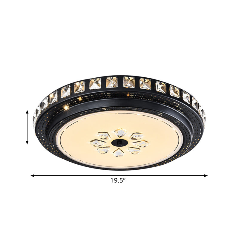 Round Crystal Flush Mount Recessed Lighting Modern LED Bedroom Flushmount Lamp in Black Clearhalo 'Ceiling Lights' 'Close To Ceiling Lights' 'Close to ceiling' 'Flush mount' Lighting' 1391863