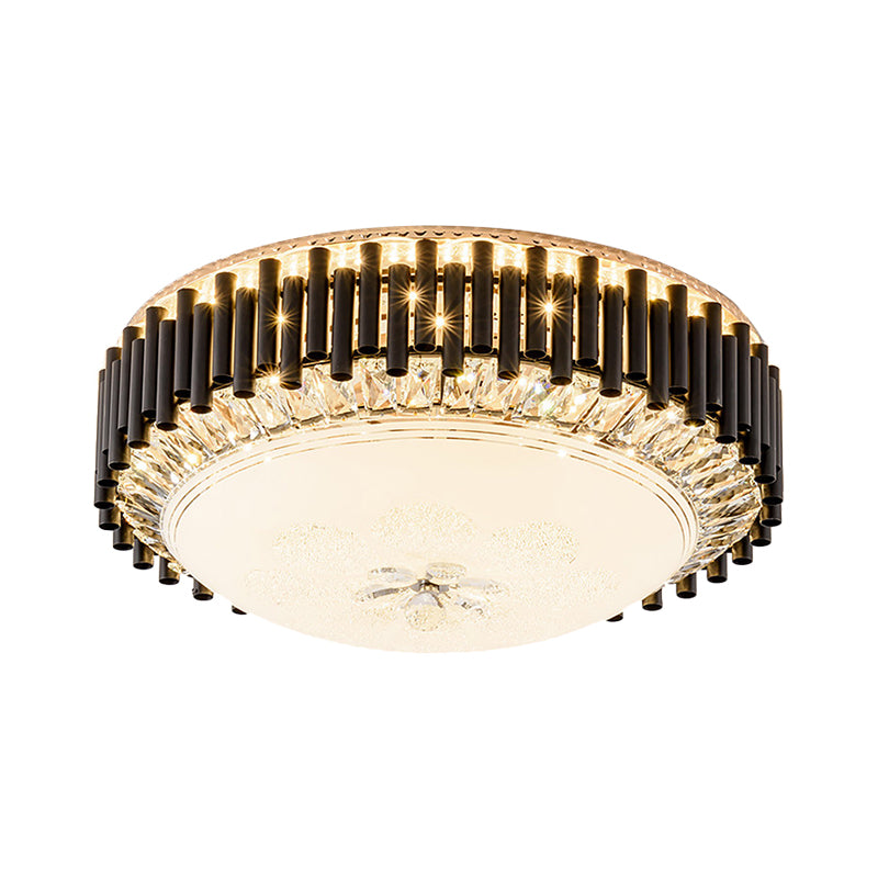 Bowl with Chimes Bedroom Flush Mount Fixture Contemporary Crystal LED Black Flush Ceiling Light Clearhalo 'Ceiling Lights' 'Close To Ceiling Lights' 'Close to ceiling' 'Flush mount' Lighting' 1391865