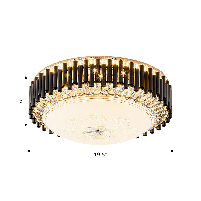 Bowl with Chimes Bedroom Flush Mount Fixture Contemporary Crystal LED Black Flush Ceiling Light Clearhalo 'Ceiling Lights' 'Close To Ceiling Lights' 'Close to ceiling' 'Flush mount' Lighting' 1391867