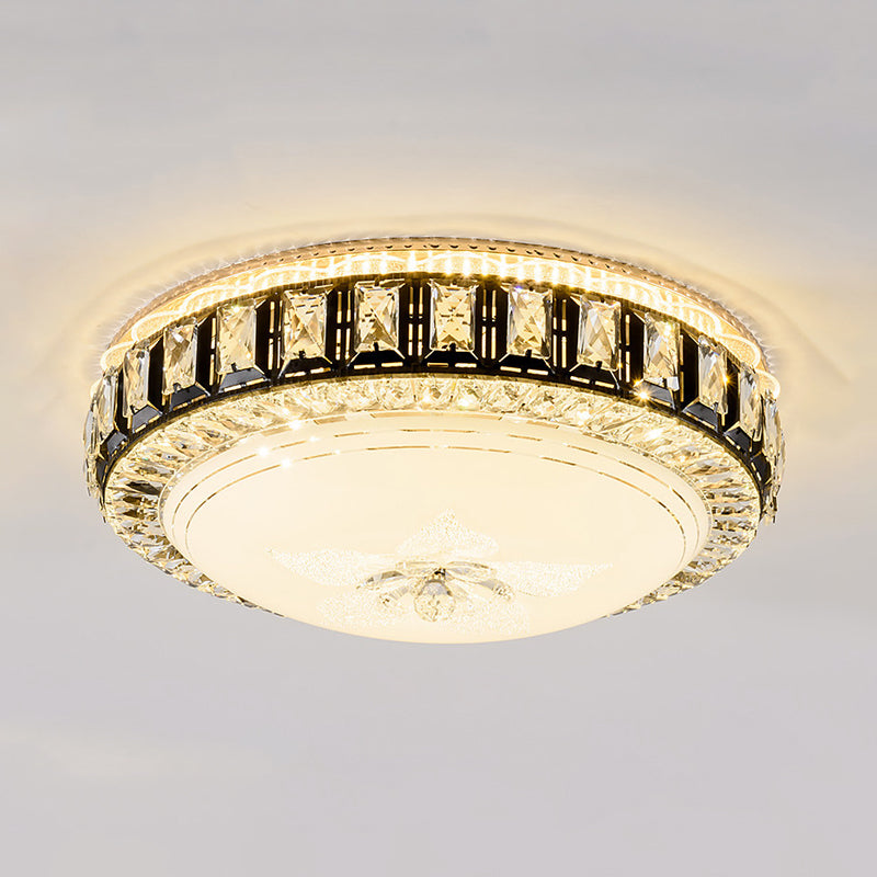 Black LED Flush Mount Lamp Modern Crystal Dome Close to Ceiling Lighting Fixture for Bedroom Clearhalo 'Ceiling Lights' 'Close To Ceiling Lights' 'Close to ceiling' 'Flush mount' Lighting' 1391870