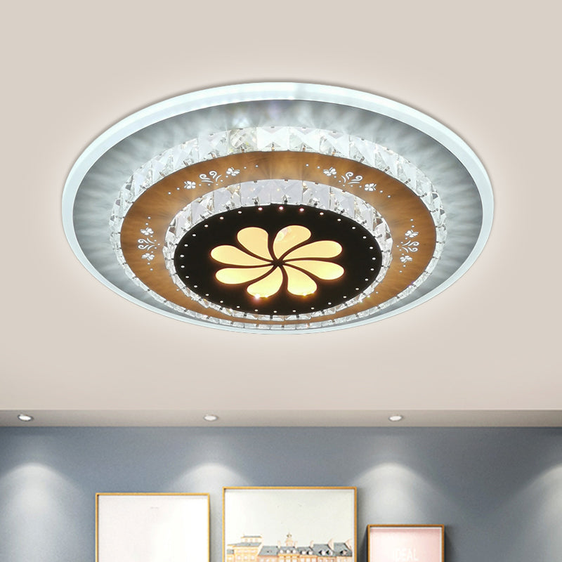 Crystal White Flush Mount Lamp Gardenia/Loving Heart/Windmill LED Contemporary Flush Ceiling Light for Bedroom White A Clearhalo 'Ceiling Lights' 'Close To Ceiling Lights' 'Close to ceiling' 'Flush mount' Lighting' 1391881