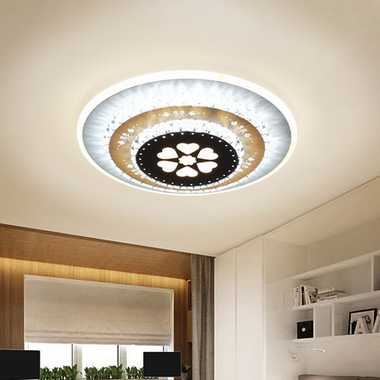 Crystal White Flush Mount Lamp Gardenia/Loving Heart/Windmill LED Contemporary Flush Ceiling Light for Bedroom Clearhalo 'Ceiling Lights' 'Close To Ceiling Lights' 'Close to ceiling' 'Flush mount' Lighting' 1391886