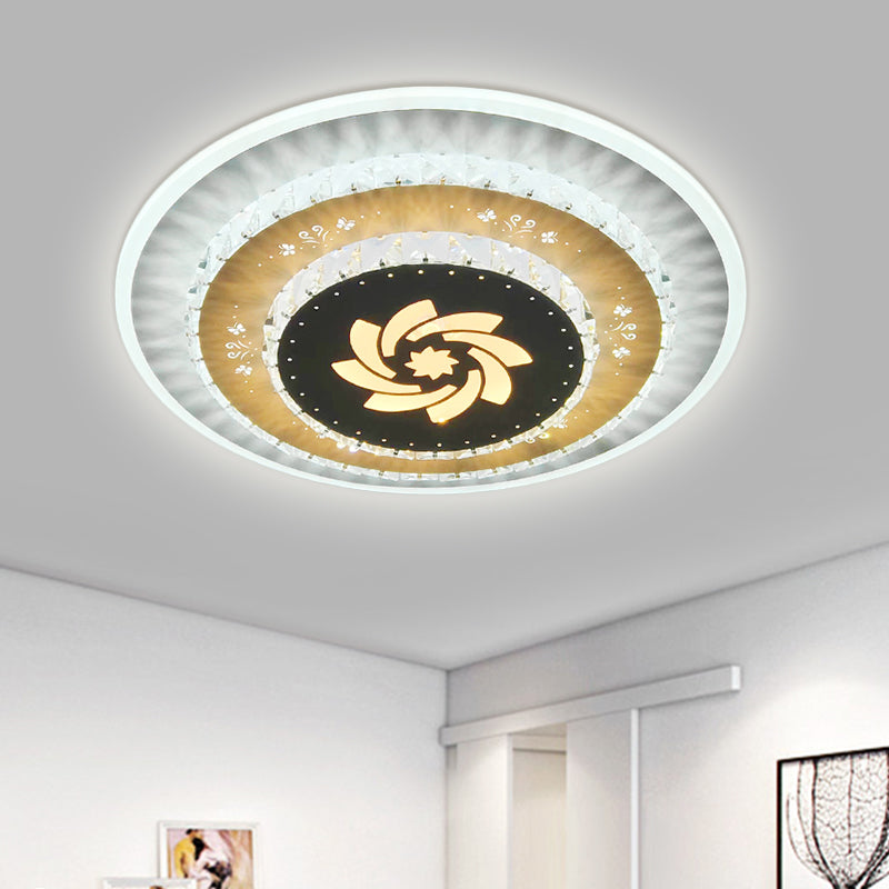 Crystal White Flush Mount Lamp Gardenia/Loving Heart/Windmill LED Contemporary Flush Ceiling Light for Bedroom White C Clearhalo 'Ceiling Lights' 'Close To Ceiling Lights' 'Close to ceiling' 'Flush mount' Lighting' 1391890