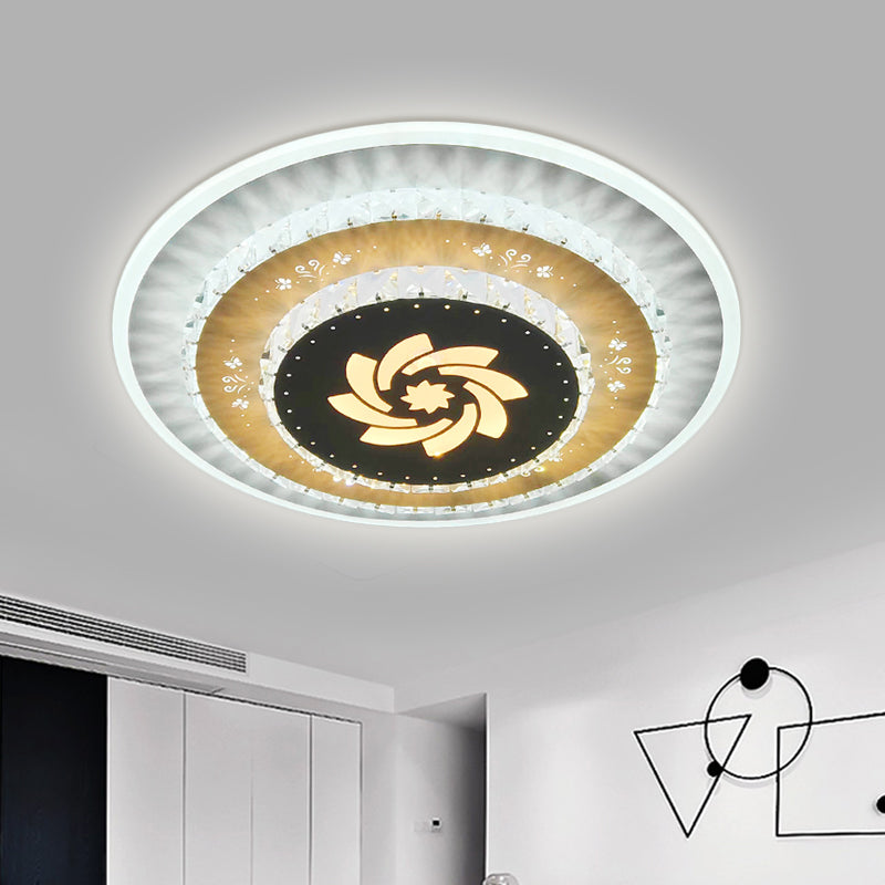 Crystal White Flush Mount Lamp Gardenia/Loving Heart/Windmill LED Contemporary Flush Ceiling Light for Bedroom Clearhalo 'Ceiling Lights' 'Close To Ceiling Lights' 'Close to ceiling' 'Flush mount' Lighting' 1391892