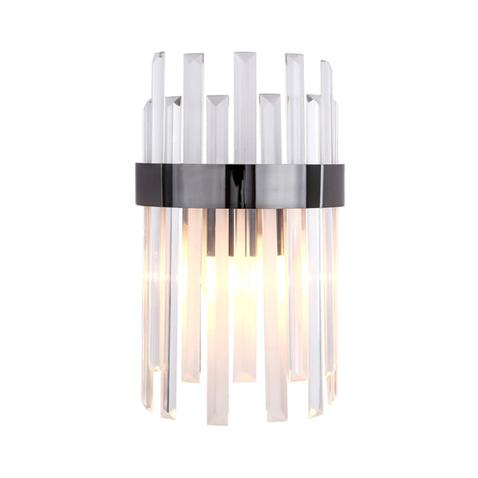 1 Head Wall Sconce Lighting with Icicle Crystal Contemporary Dinning Room Wall Lamp in Black Clearhalo 'Modern wall lights' 'Modern' 'Wall Lamps & Sconces' 'Wall Lights' Lighting' 1391961