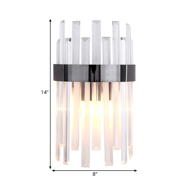 1 Head Wall Sconce Lighting with Icicle Crystal Contemporary Dinning Room Wall Lamp in Black Clearhalo 'Modern wall lights' 'Modern' 'Wall Lamps & Sconces' 'Wall Lights' Lighting' 1391962