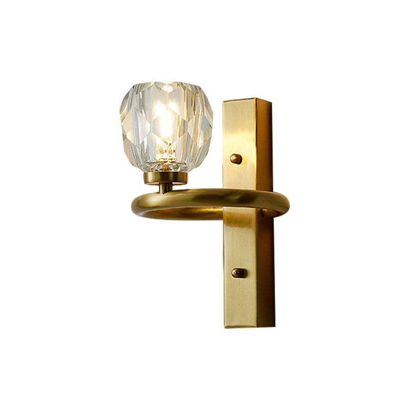 1 Light Crystal Wall Mount Lamp Modern Gold Sphere Bedchamber Wall Sconce Lighting Clearhalo 'Modern wall lights' 'Modern' 'Wall Lamps & Sconces' 'Wall Lights' Lighting' 1391964