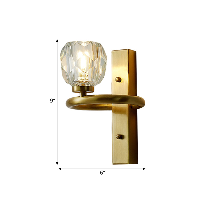 1 Light Crystal Wall Mount Lamp Modern Gold Sphere Bedchamber Wall Sconce Lighting Clearhalo 'Modern wall lights' 'Modern' 'Wall Lamps & Sconces' 'Wall Lights' Lighting' 1391966