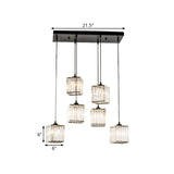 6 Heads Cubic Multi-Light Pendant Traditional Clear Crystal Hanging Ceiling Light Clearhalo 'Ceiling Lights' 'Pendant Lights' 'Pendants' Lighting' 1391986