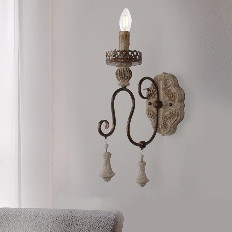 1/2-Light Candle Style Wall Mount Lighting Antiqued Bronze Metal Wall Lamp for Bedroom 1.0 Bronze Clearhalo 'Wall Lamps & Sconces' 'Wall Lights' Lighting' 1392056