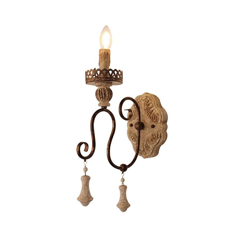 1/2-Light Candle Style Wall Mount Lighting Antiqued Bronze Metal Wall Lamp for Bedroom Clearhalo 'Wall Lamps & Sconces' 'Wall Lights' Lighting' 1392058