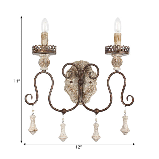 1/2-Light Candle Style Wall Mount Lighting Antiqued Bronze Metal Wall Lamp for Bedroom Clearhalo 'Wall Lamps & Sconces' 'Wall Lights' Lighting' 1392064