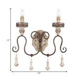 1/2-Light Candle Style Wall Mount Lighting Antiqued Bronze Metal Wall Lamp for Bedroom Clearhalo 'Wall Lamps & Sconces' 'Wall Lights' Lighting' 1392064