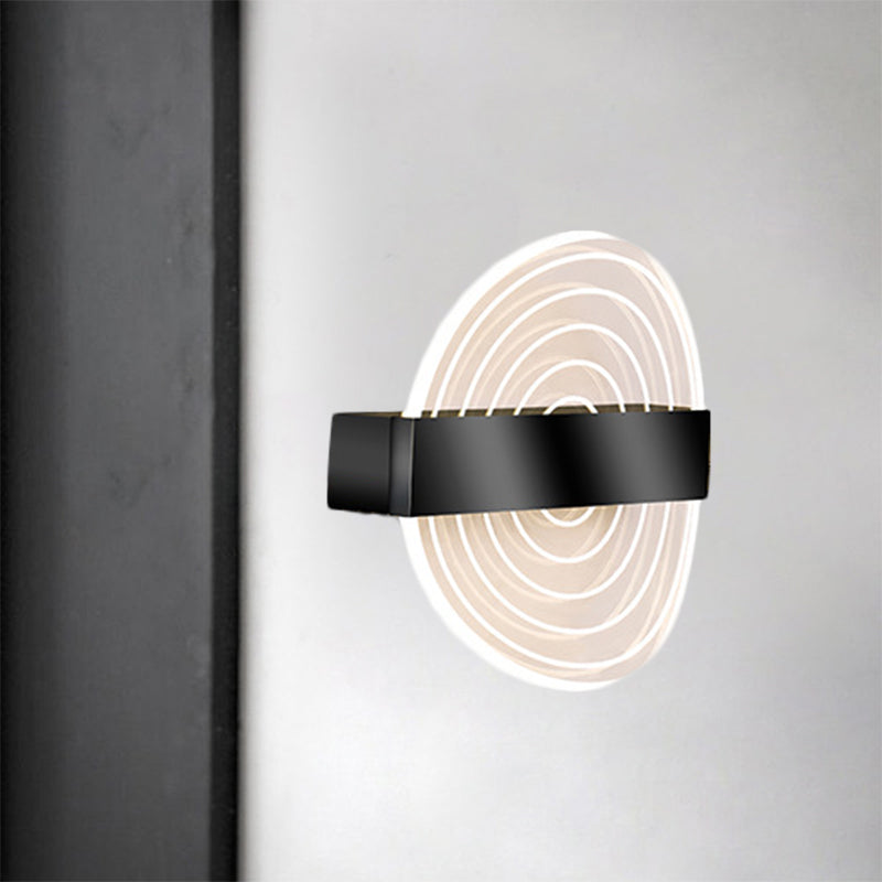 Acrylic Circle Wall Light Sconce LED Modern Wall Lamp Fixture in Black/Gold for Living Room Black Clearhalo 'Modern wall lights' 'Modern' 'Wall Lamps & Sconces' 'Wall Lights' Lighting' 1392185