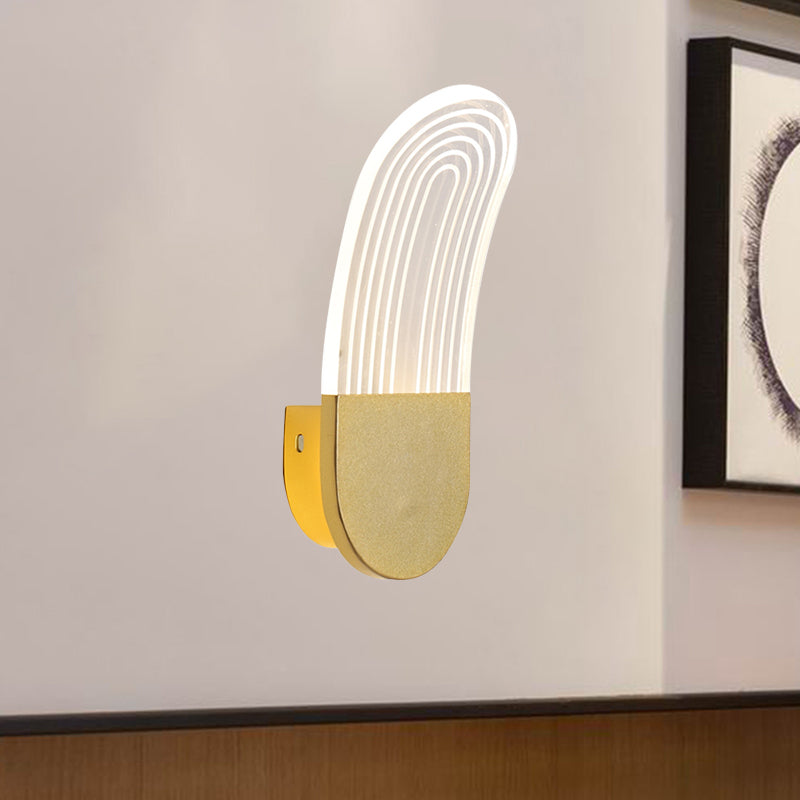 Acrylic Curved Oval Sconce Light Contemporary Black/Gold LED Wall Mounted Lamp Fixture for Bedside Clearhalo 'Modern wall lights' 'Modern' 'Wall Lamps & Sconces' 'Wall Lights' Lighting' 1392194