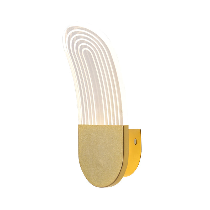 Acrylic Curved Oval Sconce Light Contemporary Black/Gold LED Wall Mounted Lamp Fixture for Bedside Clearhalo 'Modern wall lights' 'Modern' 'Wall Lamps & Sconces' 'Wall Lights' Lighting' 1392195