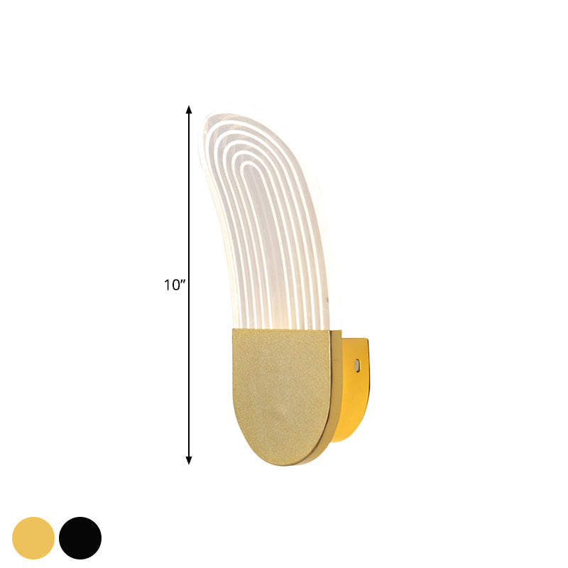 Acrylic Curved Oval Sconce Light Contemporary Black/Gold LED Wall Mounted Lamp Fixture for Bedside Clearhalo 'Modern wall lights' 'Modern' 'Wall Lamps & Sconces' 'Wall Lights' Lighting' 1392196
