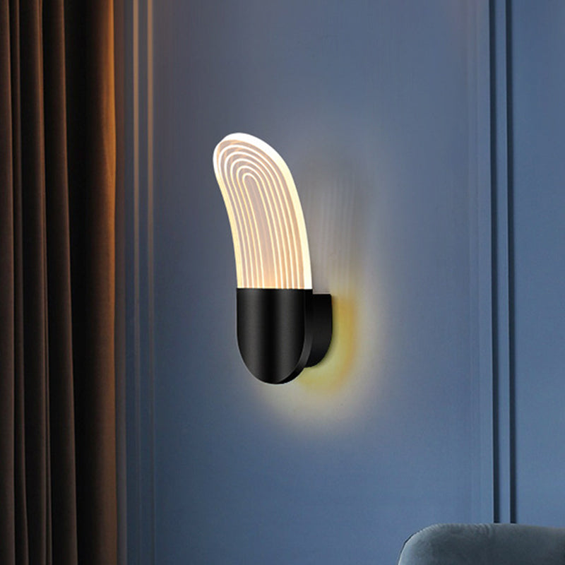 Acrylic Curved Oval Sconce Light Contemporary Black/Gold LED Wall Mounted Lamp Fixture for Bedside Clearhalo 'Modern wall lights' 'Modern' 'Wall Lamps & Sconces' 'Wall Lights' Lighting' 1392198
