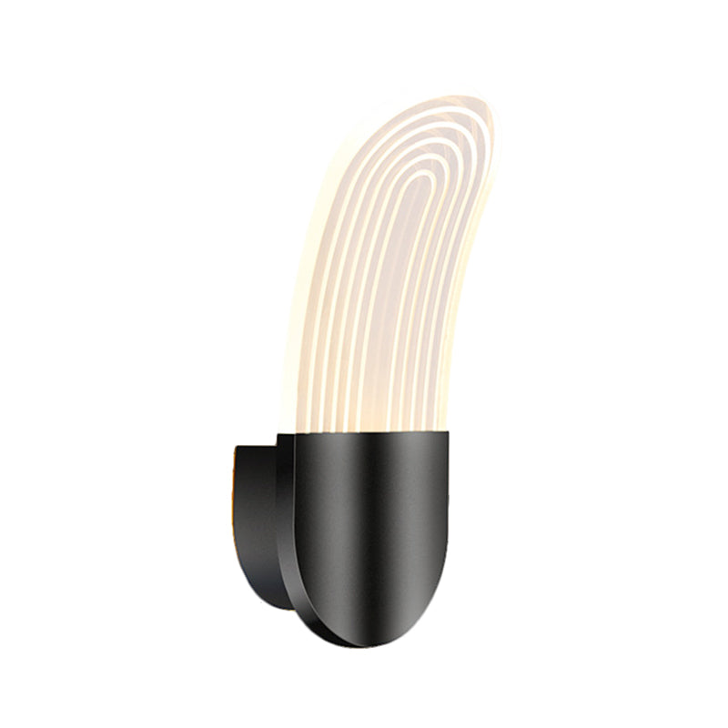 Acrylic Curved Oval Sconce Light Contemporary Black/Gold LED Wall Mounted Lamp Fixture for Bedside Clearhalo 'Modern wall lights' 'Modern' 'Wall Lamps & Sconces' 'Wall Lights' Lighting' 1392199