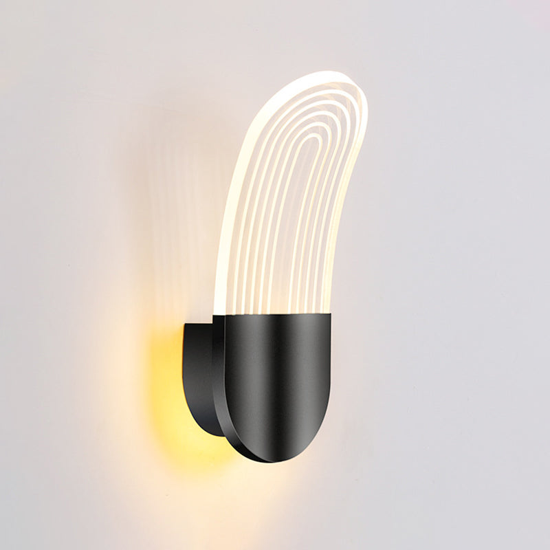 Acrylic Curved Oval Sconce Light Contemporary Black/Gold LED Wall Mounted Lamp Fixture for Bedside Clearhalo 'Modern wall lights' 'Modern' 'Wall Lamps & Sconces' 'Wall Lights' Lighting' 1392200