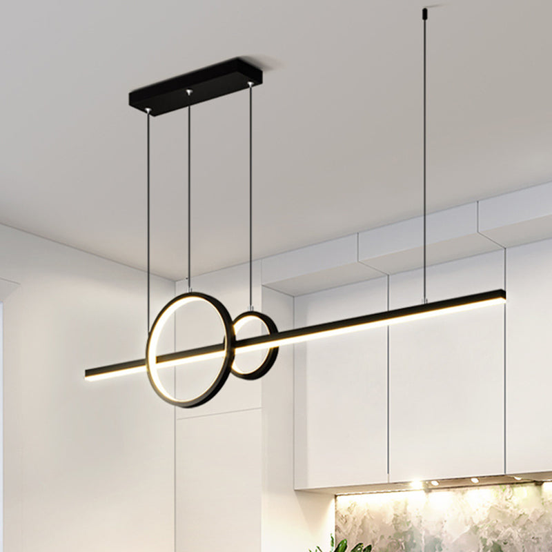 Round and Liner Metallic Multi Pendant Chandelier Simple Style LED Black/Gold Hanging Light Fixture in Warm/White Light Black Clearhalo 'Ceiling Lights' 'Modern Pendants' 'Modern' 'Pendant Lights' 'Pendants' Lighting' 1392230