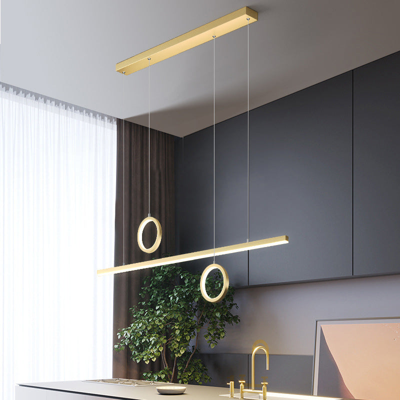 Metal Linear Multiple Hanging Light LED Minimal Chandelier Lamp in Black/Gold, Warm/White Light Gold Clearhalo 'Ceiling Lights' 'Modern Pendants' 'Modern' 'Pendant Lights' 'Pendants' Lighting' 1392234