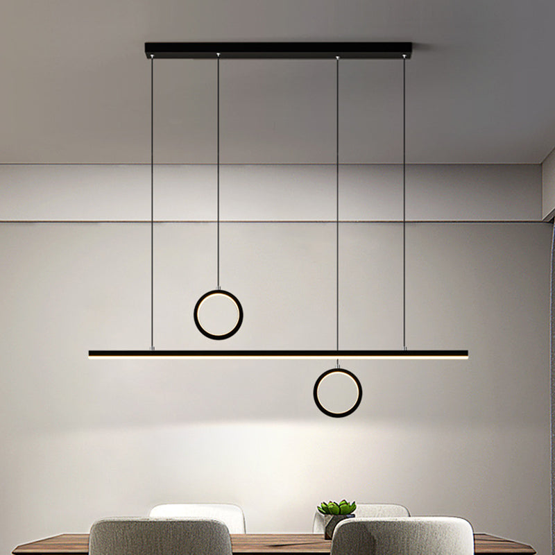 Metal Linear Multiple Hanging Light LED Minimal Chandelier Lamp in Black/Gold, Warm/White Light Black Clearhalo 'Ceiling Lights' 'Modern Pendants' 'Modern' 'Pendant Lights' 'Pendants' Lighting' 1392238