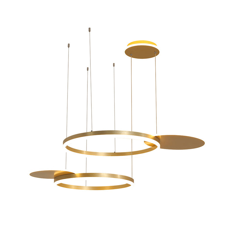 Metallic Circular Multi Lamp Pendant Modern Gold/Coffee LED Ceiling Hang Fixture in Warm/White Light Clearhalo 'Ceiling Lights' 'Modern Pendants' 'Modern' 'Pendant Lights' 'Pendants' Lighting' 1392244