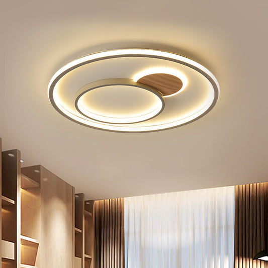 Metallic Hoop Flush Light LED Modern Brown Close to Ceiling Mount in Warm/White Light, 16.5"/20.5" Dia Brown Clearhalo 'Ceiling Lights' 'Close To Ceiling Lights' 'Close to ceiling' 'Flush mount' Lighting' 1392272