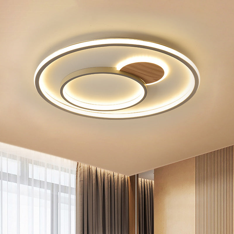 Metallic Hoop Flush Light LED Modern Brown Close to Ceiling Mount in Warm/White Light, 16.5"/20.5" Dia Clearhalo 'Ceiling Lights' 'Close To Ceiling Lights' 'Close to ceiling' 'Flush mount' Lighting' 1392273