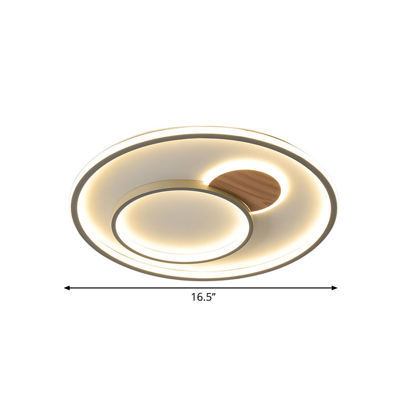 Metallic Hoop Flush Light LED Modern Brown Close to Ceiling Mount in Warm/White Light, 16.5"/20.5" Dia Clearhalo 'Ceiling Lights' 'Close To Ceiling Lights' 'Close to ceiling' 'Flush mount' Lighting' 1392275