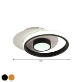 Metal Circle Flush Lamp Modernist White and Black/Gold and Black LED Flush Mount for Porch, Warm/White Light Clearhalo 'Ceiling Lights' 'Close To Ceiling Lights' 'Close to ceiling' 'Flush mount' Lighting' 1392280