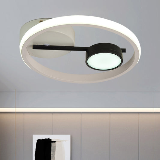 Round Ceiling Mounted Contemporary Metal Black and White/Black and Gold LED Flush Light, Warm/White Light Black-White Clearhalo 'Ceiling Lights' 'Close To Ceiling Lights' 'Close to ceiling' 'Flush mount' Lighting' 1392289