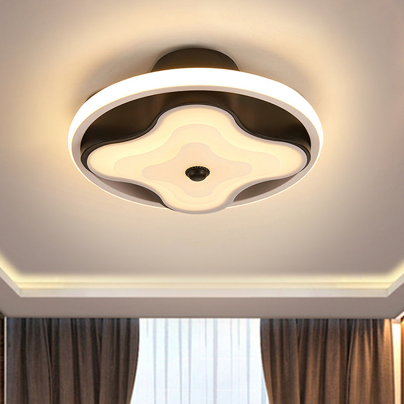 Metal Circular Flush Ceiling Light Modern Black and White LED Ceiling Mount for Lobby, Warm/White Light Black-White Clearhalo 'Ceiling Lights' 'Close To Ceiling Lights' 'Close to ceiling' 'Flush mount' Lighting' 1392293