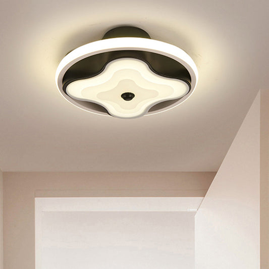 Metal Circular Flush Ceiling Light Modern Black and White LED Ceiling Mount for Lobby, Warm/White Light Clearhalo 'Ceiling Lights' 'Close To Ceiling Lights' 'Close to ceiling' 'Flush mount' Lighting' 1392294