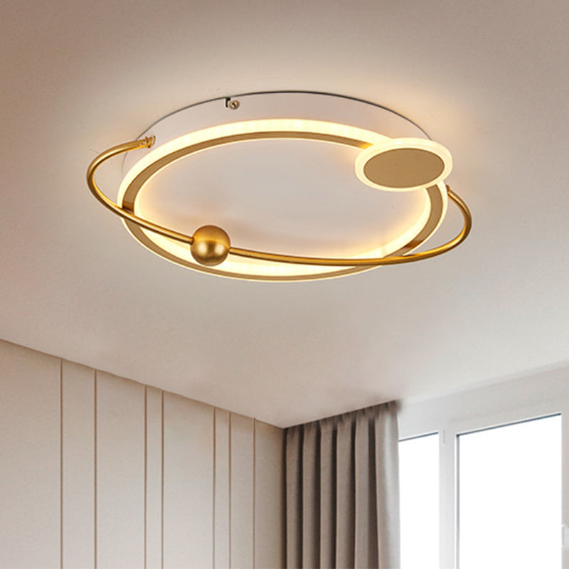 Metal Round Ceiling Mount Contemporary Gold/Black LED Flush Lighting in Warm/White Light, 19"/23.5" Dia Gold Clearhalo 'Ceiling Lights' 'Close To Ceiling Lights' 'Close to ceiling' 'Flush mount' Lighting' 1392297