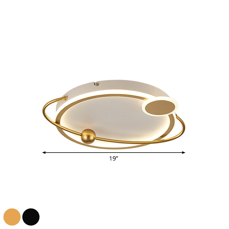 Metal Round Ceiling Mount Contemporary Gold/Black LED Flush Lighting in Warm/White Light, 19"/23.5" Dia Clearhalo 'Ceiling Lights' 'Close To Ceiling Lights' 'Close to ceiling' 'Flush mount' Lighting' 1392300