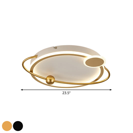 Metal Round Ceiling Mount Contemporary Gold/Black LED Flush Lighting in Warm/White Light, 19"/23.5" Dia Clearhalo 'Ceiling Lights' 'Close To Ceiling Lights' 'Close to ceiling' 'Flush mount' Lighting' 1392301