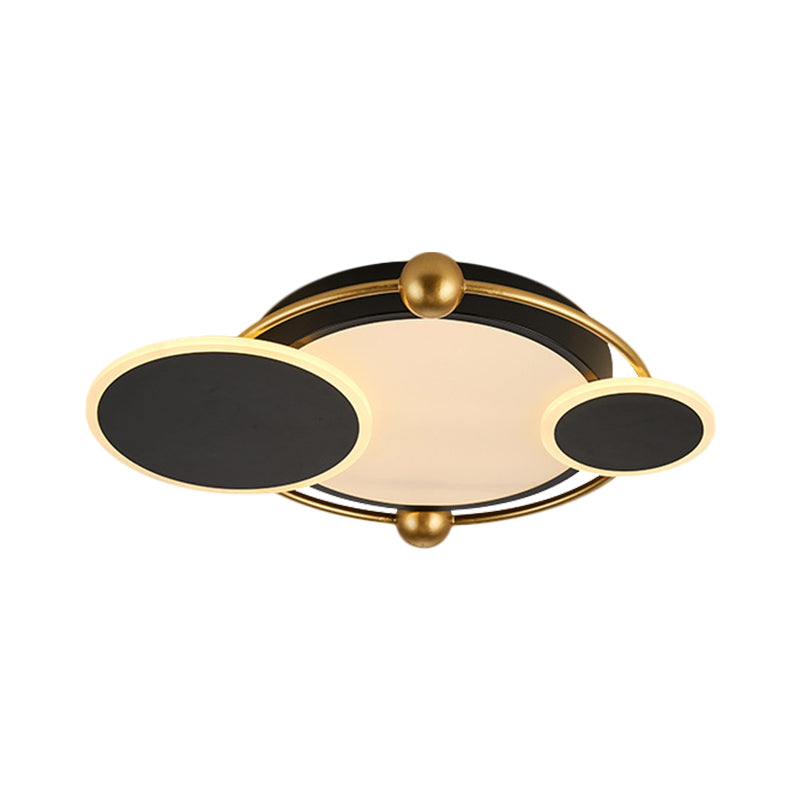 Round LED Flush Mount Modernist Metal Black/Black and Gold Ceiling Light in Warm/White Light, 19.5"/23.5" Dia Clearhalo 'Ceiling Lights' 'Close To Ceiling Lights' 'Close to ceiling' 'Flush mount' Lighting' 1392317