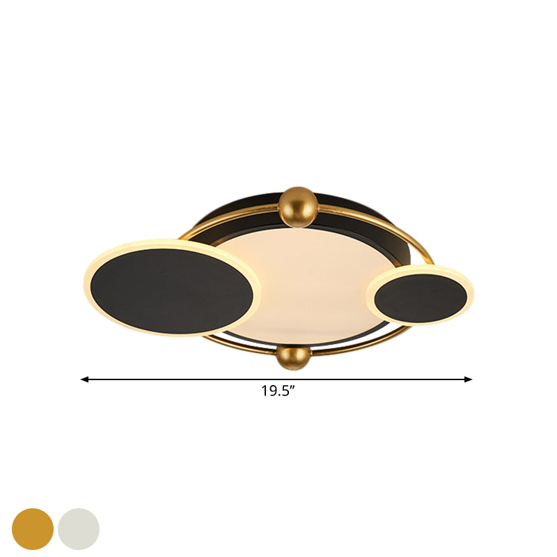 Round LED Flush Mount Modernist Metal Black/Black and Gold Ceiling Light in Warm/White Light, 19.5"/23.5" Dia Clearhalo 'Ceiling Lights' 'Close To Ceiling Lights' 'Close to ceiling' 'Flush mount' Lighting' 1392318