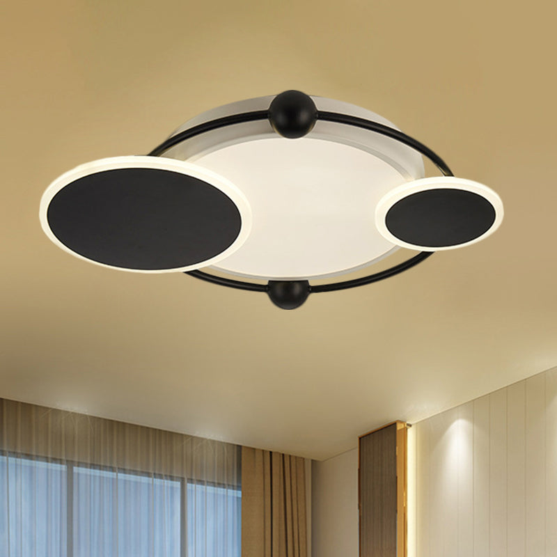 Round LED Flush Mount Modernist Metal Black/Black and Gold Ceiling Light in Warm/White Light, 19.5"/23.5" Dia Clearhalo 'Ceiling Lights' 'Close To Ceiling Lights' 'Close to ceiling' 'Flush mount' Lighting' 1392322