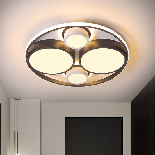 Round LED Flush Ceiling Light Modernist Metallic Black Flush Mount for Bedroom, 16.5"/20.5" Wide Black Clearhalo 'Ceiling Lights' 'Close To Ceiling Lights' 'Close to ceiling' 'Flush mount' Lighting' 1392329