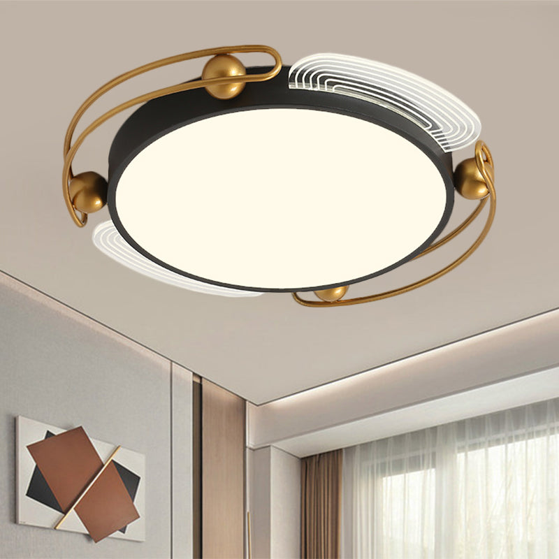 Modern LED Flush Light with Metallic Shade Black and Gold Hoop Ceiling Lamp Fixture, 16.5"/20.5" Wide Clearhalo 'Ceiling Lights' 'Close To Ceiling Lights' 'Close to ceiling' 'Flush mount' Lighting' 1392335