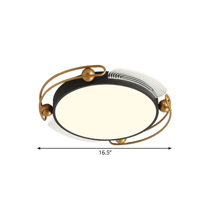 Modern LED Flush Light with Metallic Shade Black and Gold Hoop Ceiling Lamp Fixture, 16.5"/20.5" Wide Clearhalo 'Ceiling Lights' 'Close To Ceiling Lights' 'Close to ceiling' 'Flush mount' Lighting' 1392337