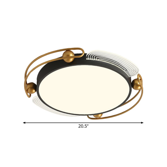 Modern LED Flush Light with Metallic Shade Black and Gold Hoop Ceiling Lamp Fixture, 16.5"/20.5" Wide Clearhalo 'Ceiling Lights' 'Close To Ceiling Lights' 'Close to ceiling' 'Flush mount' Lighting' 1392338