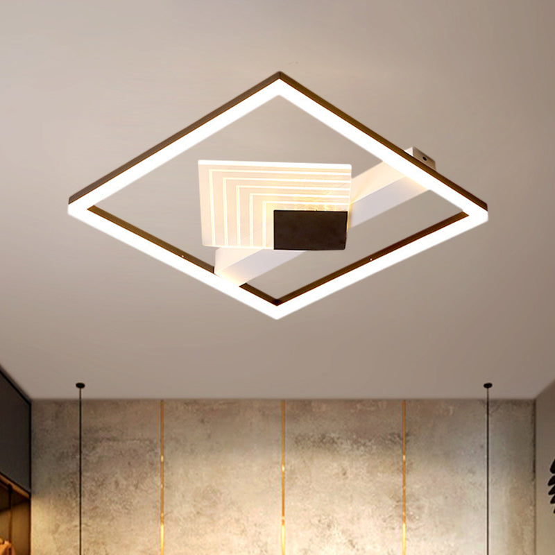 Contemporary LED Ceiling Mounted with Metallic Shade Gold/Black Square Flush Light in Warm/White Light, 16"/19.5" L Clearhalo 'Ceiling Lights' 'Close To Ceiling Lights' 'Close to ceiling' 'Flush mount' Lighting' 1392348