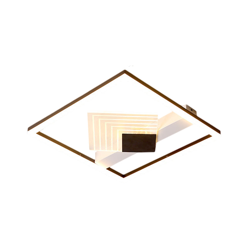 Contemporary LED Ceiling Mounted with Metallic Shade Gold/Black Square Flush Light in Warm/White Light, 16"/19.5" L Clearhalo 'Ceiling Lights' 'Close To Ceiling Lights' 'Close to ceiling' 'Flush mount' Lighting' 1392349