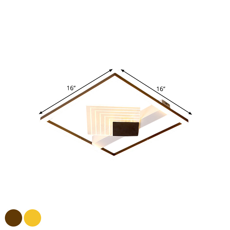 Contemporary LED Ceiling Mounted with Metallic Shade Gold/Black Square Flush Light in Warm/White Light, 16"/19.5" L Clearhalo 'Ceiling Lights' 'Close To Ceiling Lights' 'Close to ceiling' 'Flush mount' Lighting' 1392350